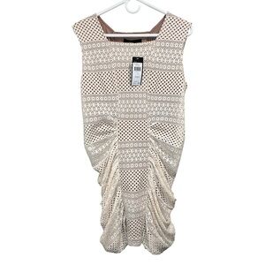 NWT BCBGMAXAZRIA Renee Ivory Eyelet Mesh Ruched Bodycon Dress